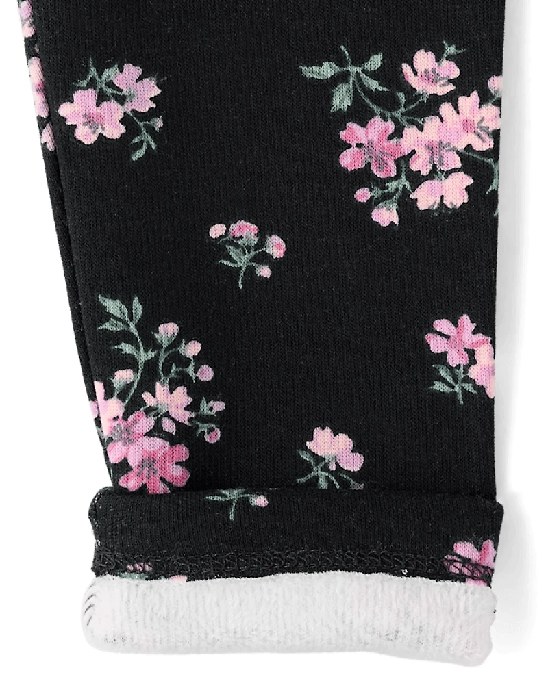 Leggings d'hiver fleuris pour bébés et petites filles