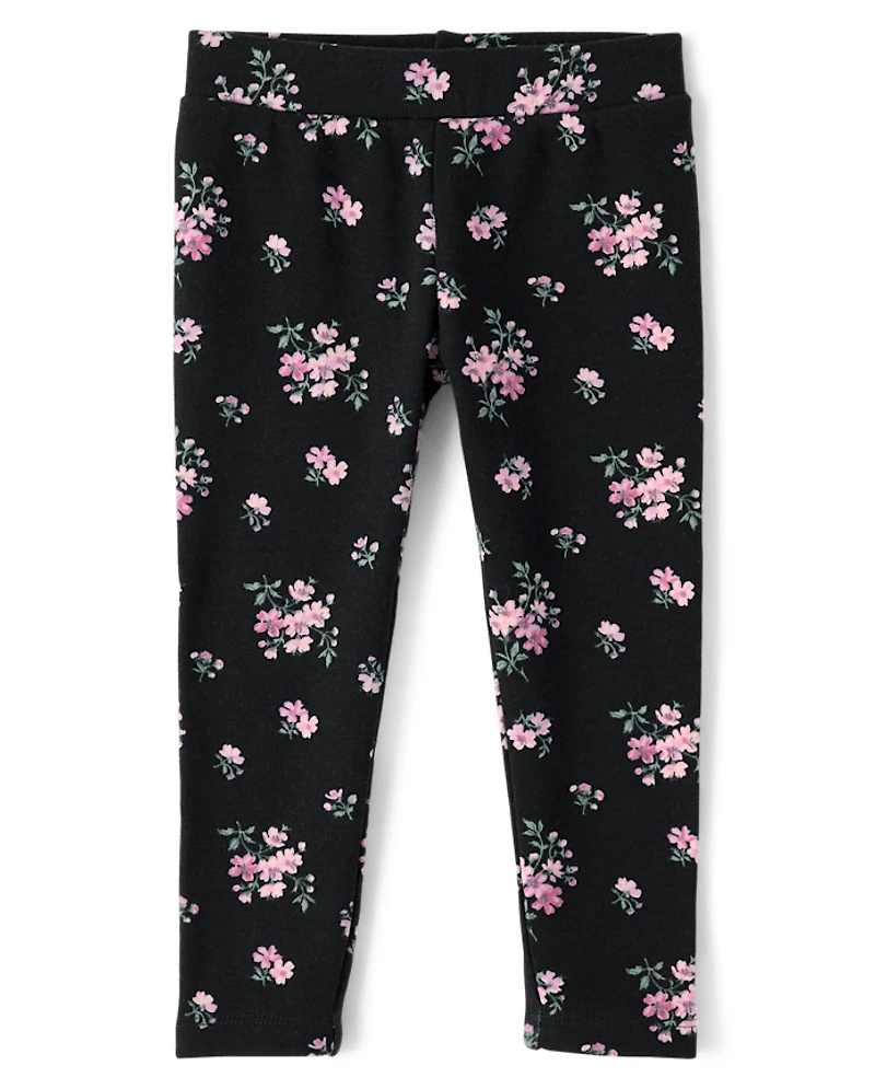 Leggings d'hiver fleuris pour bébés et petites filles