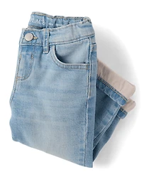 Toddler Girls Lined Roll Cuff 90s Straight Jeans