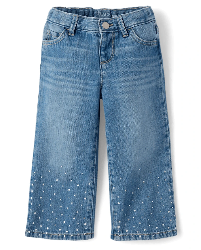 Toddler Girls Foil Wide Leg Jeans