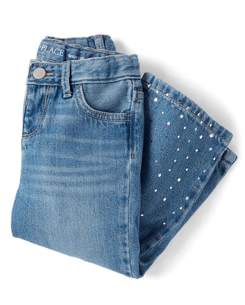 Toddler Girls Foil Wide Leg Jeans