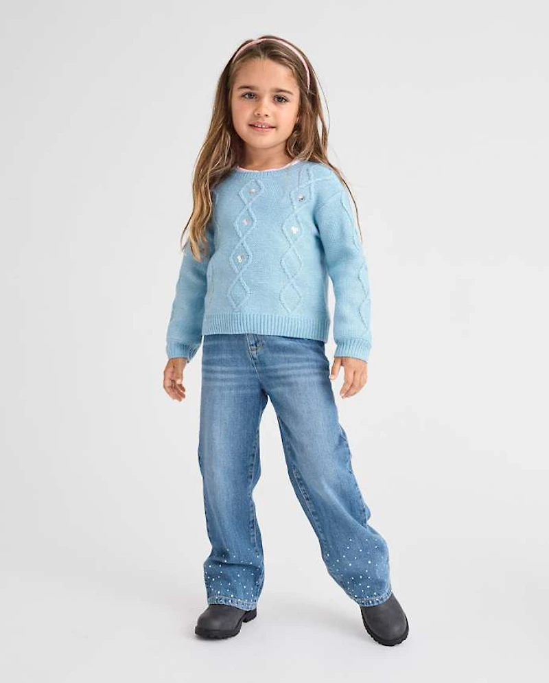 Toddler Girls Foil Wide Leg Jeans
