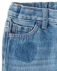 Toddler Girls Heart Patch Baggy Barrel Jeans