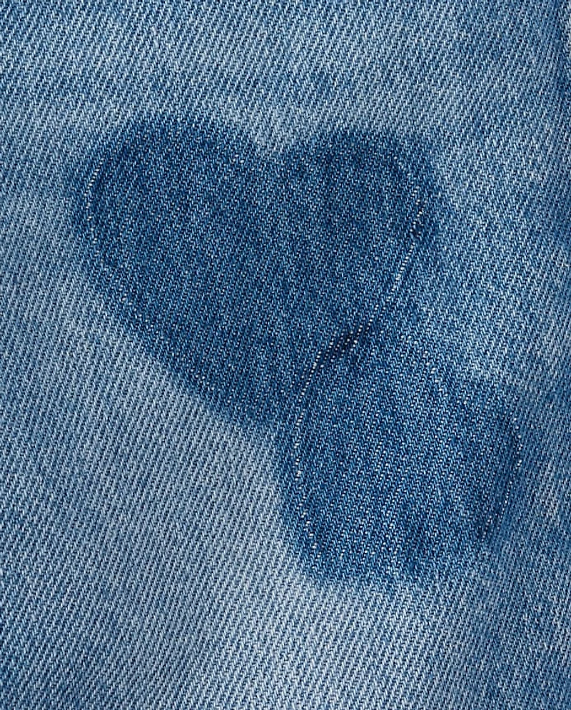 Toddler Girls Heart Patch Baggy Barrel Jeans