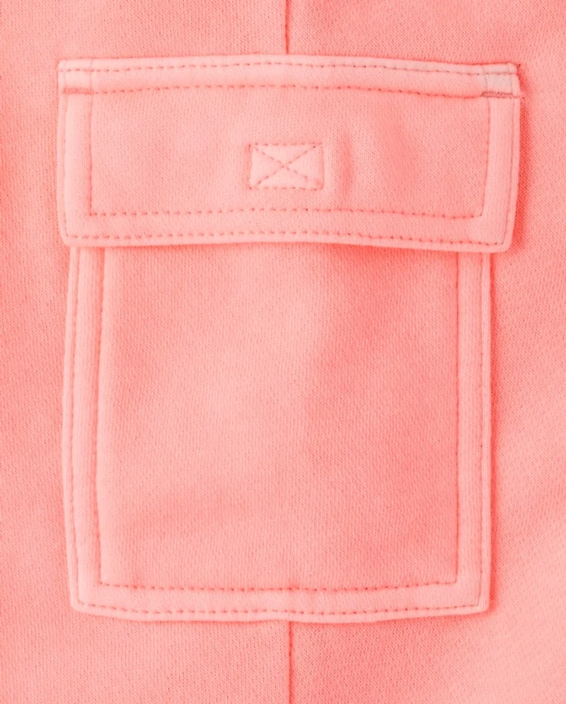 Toddler Garment Dyed Premium Fleece Wide Leg Cargo Lounge Pants