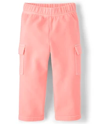 Toddler Garment Dyed Premium Fleece Wide Leg Cargo Lounge Pants