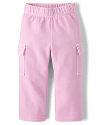 Toddler Garment Dyed Premium Fleece Wide Leg Cargo Lounge Pants