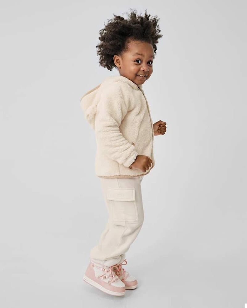 Toddler Garment Dyed Premium Fleece Wide Leg Cargo Lounge Pants