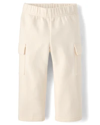 Toddler Garment Dyed Premium Fleece Wide Leg Cargo Lounge Pants