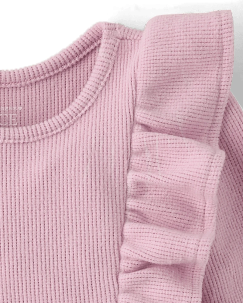 Baby And Toddler Girls Plush Winter Waffle Thermal Babydoll Dress