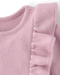 Baby And Toddler Girls Plush Winter Waffle Thermal Babydoll Dress