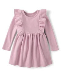 Baby And Toddler Girls Plush Winter Waffle Thermal Babydoll Dress