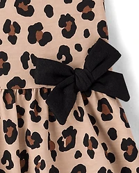 Baby And Toddler Girls Leopard Bow Drop Waist Dress