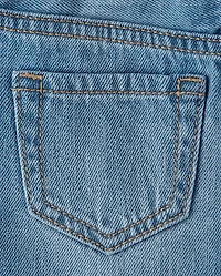 Toddler Girls Rhinestone Bow Denim Skirt