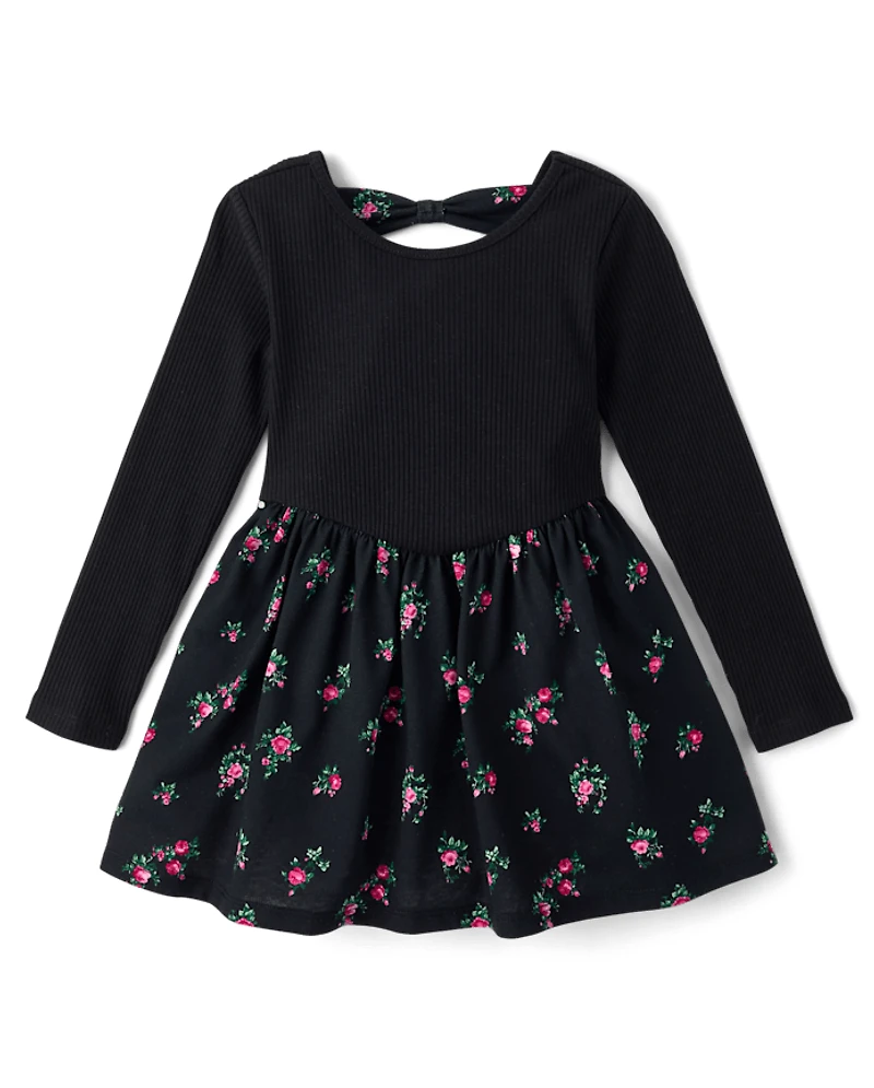 Baby And Toddler Girls Floral Bow Back Dress