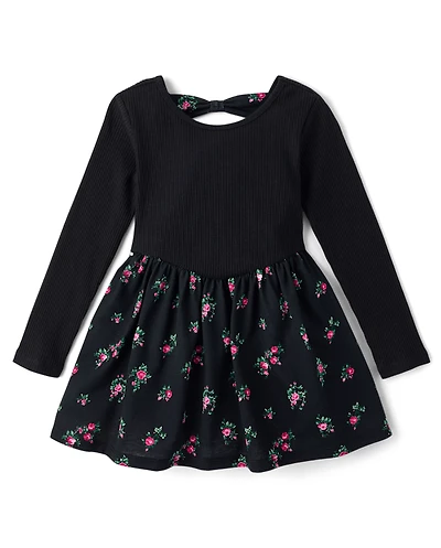 Baby And Toddler Girls Floral Bow Back Dress