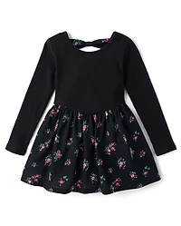 Baby And Toddler Girls Floral Bow Back Dress