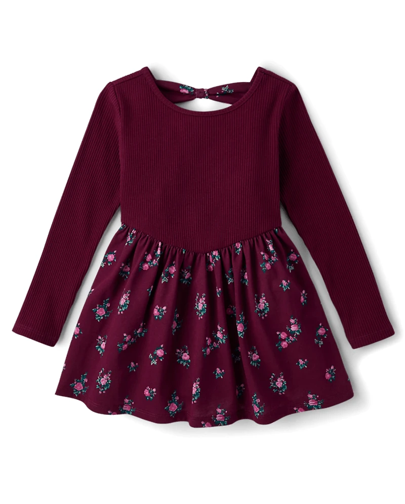 Baby And Toddler Girls Floral Bow Back Dress