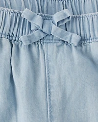 Baby And Toddler Girls Chambray Baggy Pull On Jogger Pants