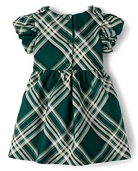 Toddler Girls Matching Family Plaid Satin Fit And Flare Dress