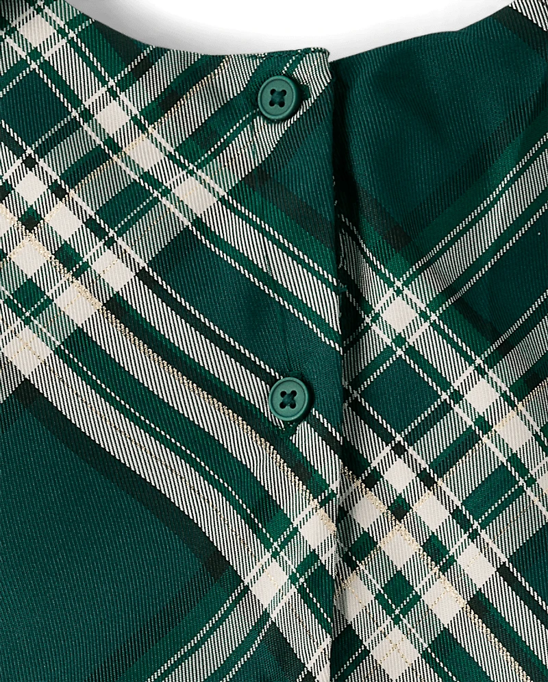 Toddler Girls Matching Family Plaid Satin Fit And Flare Dress