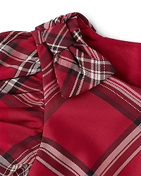 Toddler Girls Matching Family Plaid Satin Fit And Flare Dress