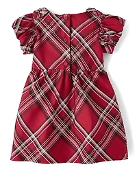 Toddler Girls Matching Family Plaid Satin Fit And Flare Dress