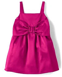 Baby And Toddler Girls Oversized Bow Satin Fit Flare Dress
