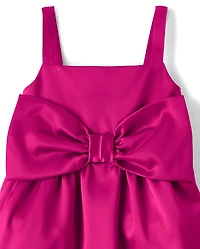 Baby And Toddler Girls Oversized Bow Satin Fit Flare Dress