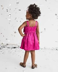 Baby And Toddler Girls Oversized Bow Satin Fit Flare Dress