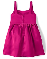 Baby And Toddler Girls Oversized Bow Satin Fit Flare Dress