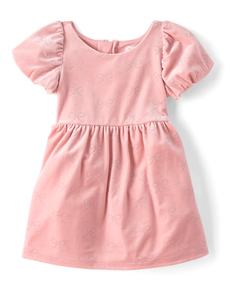 Robe à bulles en velours avec nœud pailleté pour bébé et petite fille