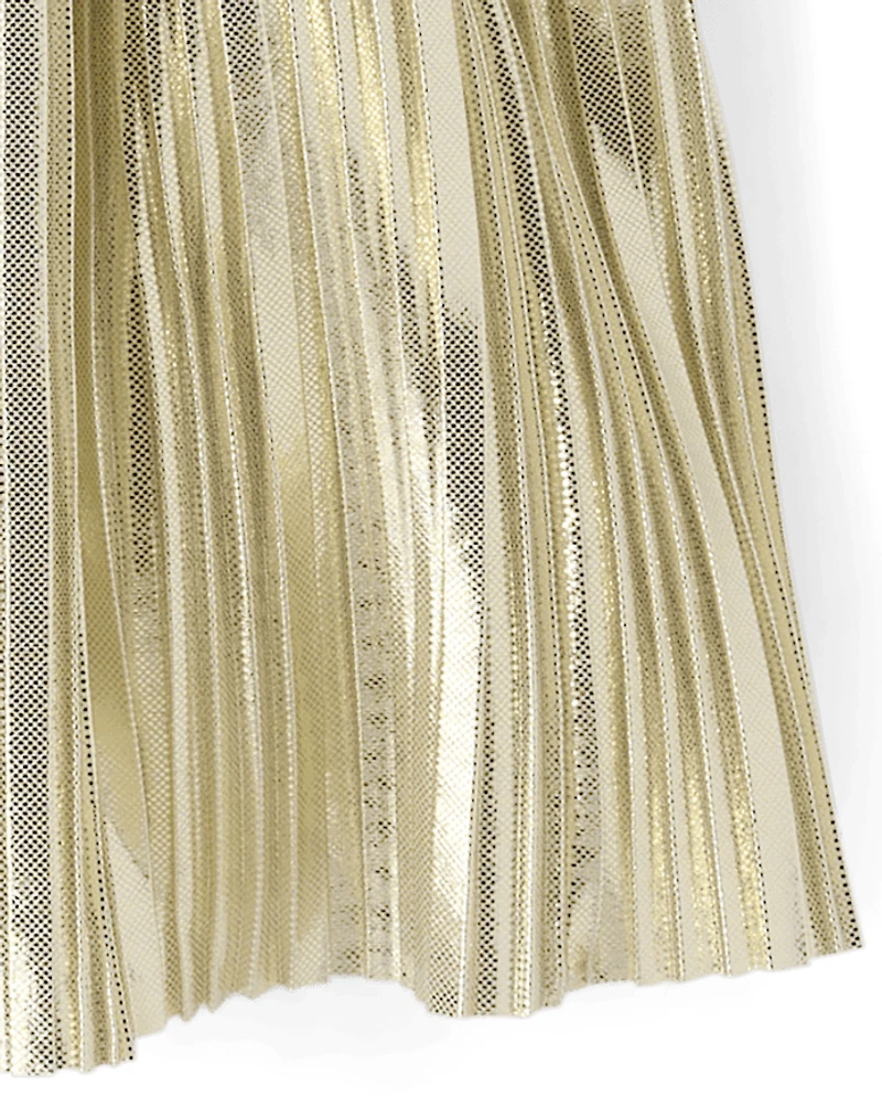 Toddler Girls Metallic Pleated Skirt