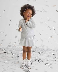 Toddler Girls Metallic Pleated Skirt