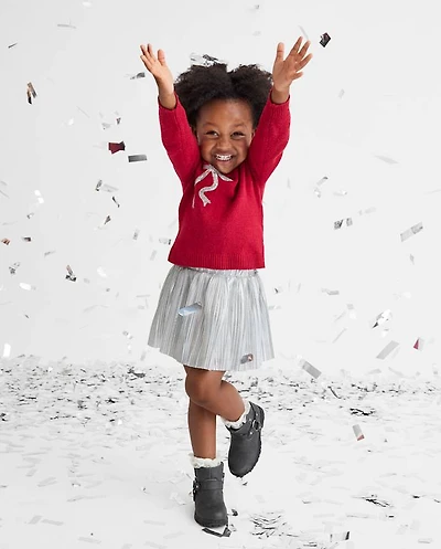 Toddler Girls Metallic Pleated Skirt