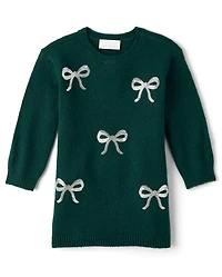 Baby And Toddler Girls Sequin Bow Sweater Dress