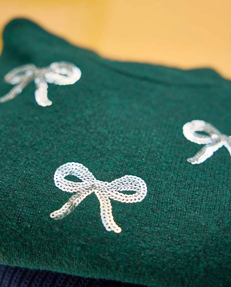 Baby And Toddler Girls Sequin Bow Sweater Dress