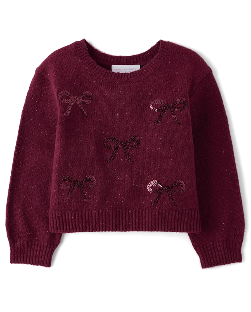 Toddler Girls Sequin Bow Sweater