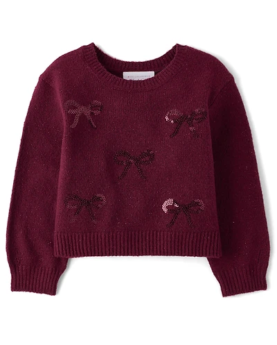 Toddler Girls Sequin Bow Sweater
