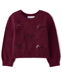 Toddler Girls Sequin Bow Sweater
