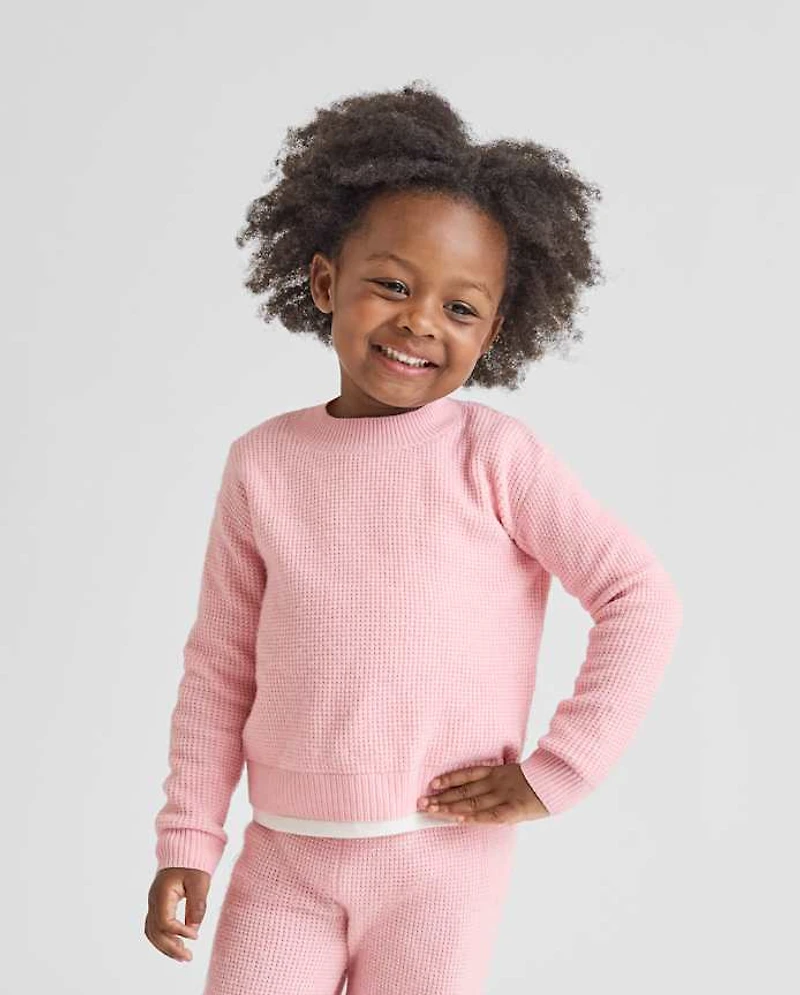 Toddler Girls Waffle Sweater 2-Piece Outfit Set