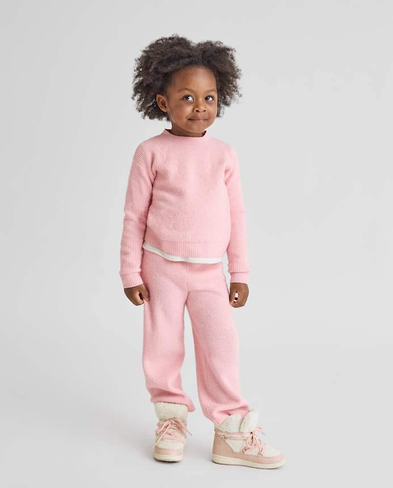Ensemble 2 pièces pull gaufré pour petite fille