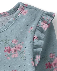 Haut fleuri en pointelle à volants pour petite fille