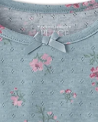 Haut fleuri en pointelle à volants pour petite fille