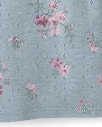 Toddler Girls Floral Pointelle Flutter Top