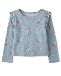 Haut fleuri en pointelle à volants pour petite fille