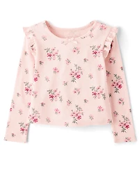 Toddler Girls Floral Pointelle Flutter Top