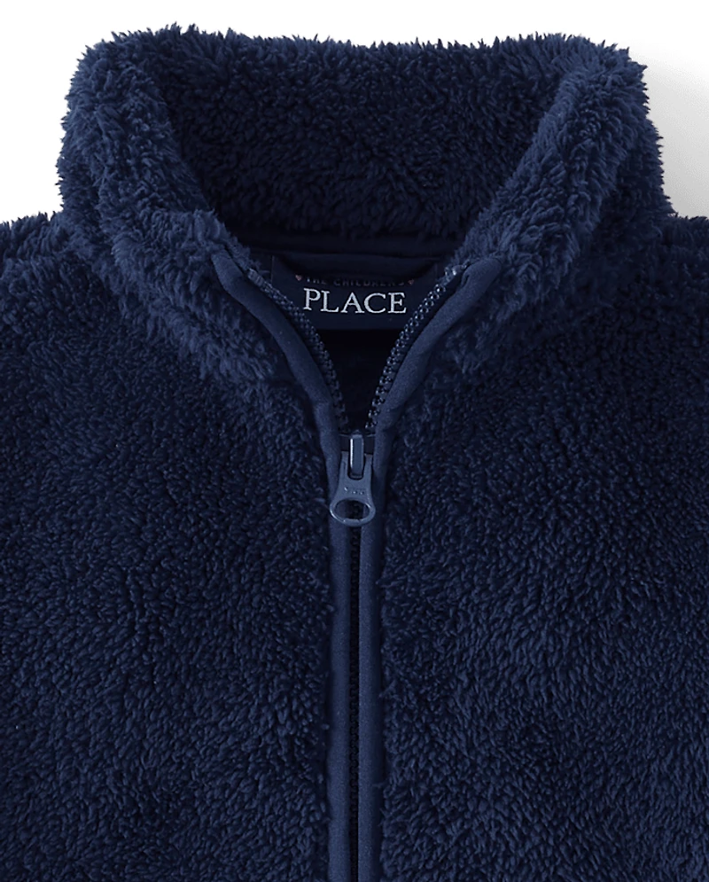 Veste zippée en sherpa épais pour petite fille