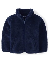 Toddler Girls Heavyweight Sherpa Zip Up Jacket