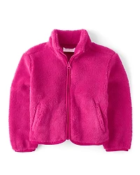 Veste zippée en sherpa épais pour petite fille